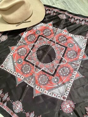 Beautiful boho satin scarf w equestrian country southwestern vibe